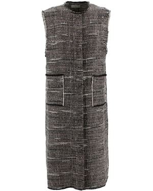 Charlott Long Bouclé Tweed Waistcoat - Gray