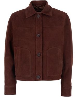 JC Sophie Jacket Livorno With Front Closure And Pockets - Brown