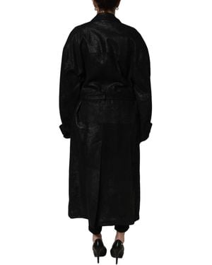 Dolce & Gabbana Belted Sheepskin Trench Coat Jacket Leather Clothing - Black