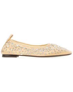 Tory Burch Embellished Fabric Ballerinas - Natural