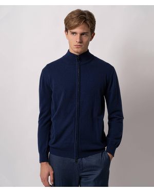 Larusmiani Full Zip Cashmere Cardigan Helsinki Sport Knitted Jacket - Blue