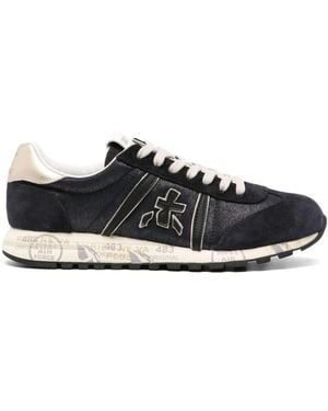 Premiata Suede Panelled Lace-Up Trainers - Black