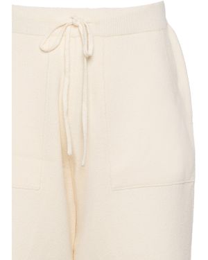 Low Brand Cotton And Linen Blend Knit Shorts With Elasticated Waistband With Drawstring - Natural