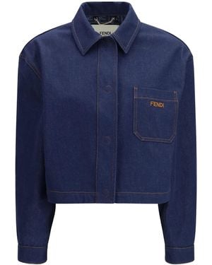 Fendi Cropped Denim Jacket - Blue