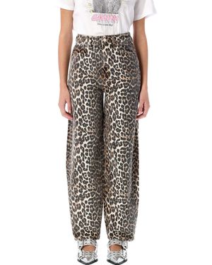 Ganni Leopard Denim Stary Jeans - Multicolour