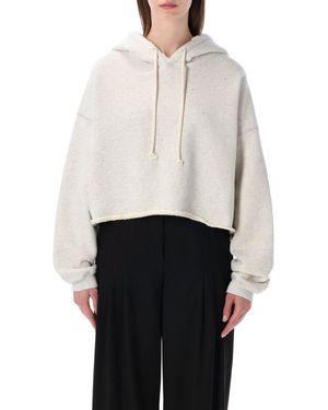 Golden Goose Star Cropped Hooded Sweatshirt Cotton - White