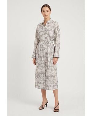 Brunello Cucinelli Light Silk Shirt Dress - Natural
