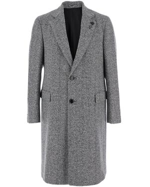 Lardini Single-Breasted Coat With Classic Lapels - Grey