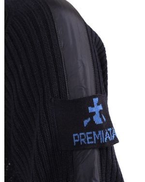 Premiata Ribbed Crew Neck Nylon Virgin Wool Inserti Polyamide Crewneck - Blue