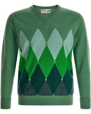 Ballantyne Diamond Intarsia Cashmere Sweater - Green