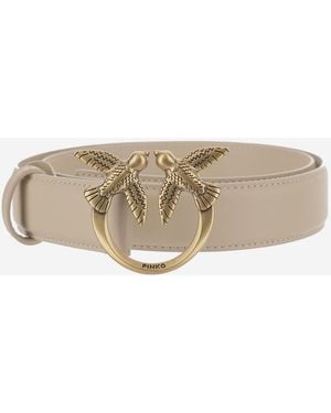 Pinko Leather Belt Love Berry - Natural