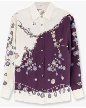 Versace Printed Silk Twill Shirt - Purple