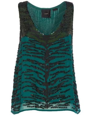 Pinko Sequin Embellished Viscose Top - Green