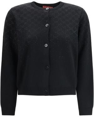 Gucci Long-Sleeve Crew-Neck Cardigan Wool; Viscose - Black