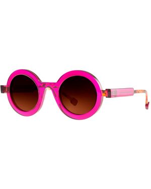 Theo Eyewear Cassette 7 Transparent Deep Orchid Dalmatian Acetate Occhiali Da Sole - Pink
