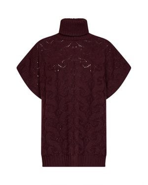 Etro Burgundy Paisley-Pattern Stitch Knit Turtleneck Sweater - Red