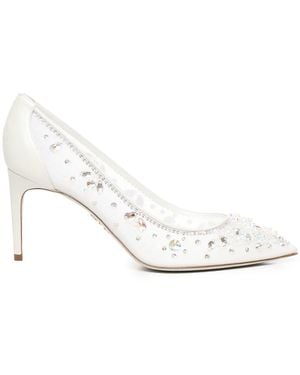 Rene Caovilla 75Mm Cinderella Heel Shoes - White