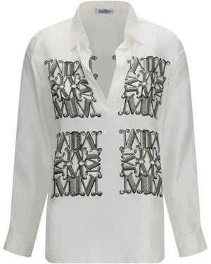 Max Mara Printed Silk Twill Shirt - White