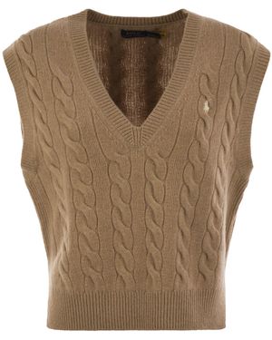 Polo Ralph Lauren Wool And Cashmere Cable-Knit Vest - Brown