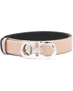 Ferragamo Cintura H35 Textured Leather Belt - Natural