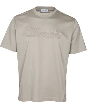 Lanvin Denim T-Shirt With Embroidered Logo - Gray