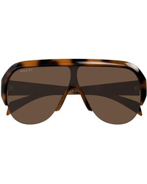 Gucci Gg2023S Linea Institutional Logo Bio-Inettato Sunglasses - Brown