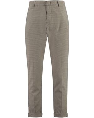 Dondup Checked Pants With Roll-Up Ankle Cuffs Lyocell Chinos - Gray