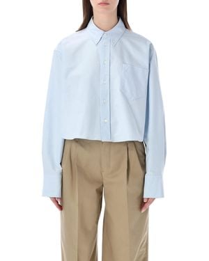 Ami Paris Oxford Cropped Shirt Cotton - Blue