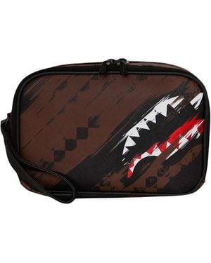 Sprayground Clutch Smeared Grunge Polyvinyl Chloride Bags - Black