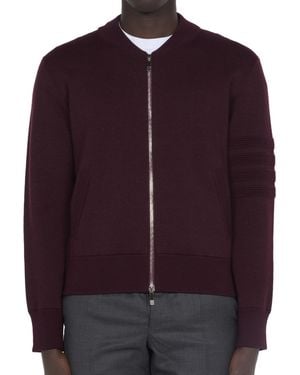 Thom Browne Thom Browne Merino Wool Zip-Up Bomber Jacket - Purple