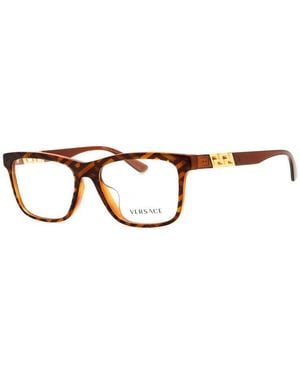 Versace Eyeglasses Rectangle Full Rim, Havana Monogram Print Frame And Clear Demo Lenses Lens Ve3319F5354 - Brown