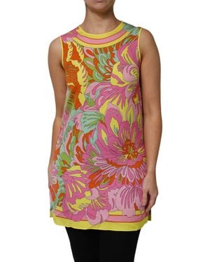 Dolce & Gabbana Multicolour Floral Roundneck Sleeveless Top - Pink