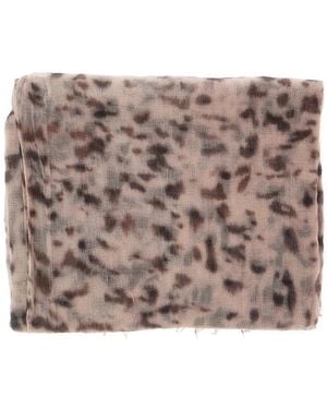 Brunello Cucinelli Cashmere Scarf With All-Over Print Scarfs - Gray