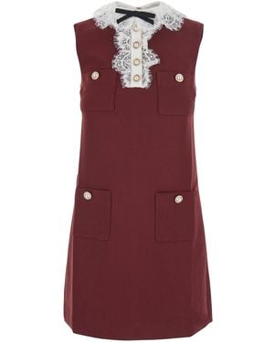 Self-Portrait Mini Dress Bordeaux Crepe Polyester - Purple