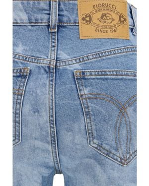 Fiorucci Flare Skinny Angel-Print Jeans Cotton - Blue