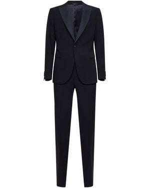 Giorgio Armani Dark Virgin Wool Crepe Tuxedo Suit - Blue