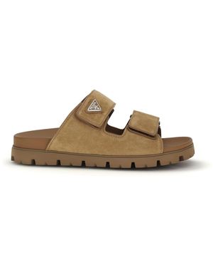 Prada Suede Sandals - Metallic