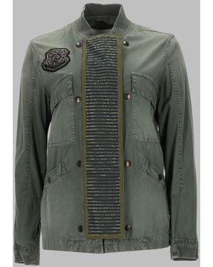 MR & MRS Jacket With Rhinestone Detail, Cotton - Green
