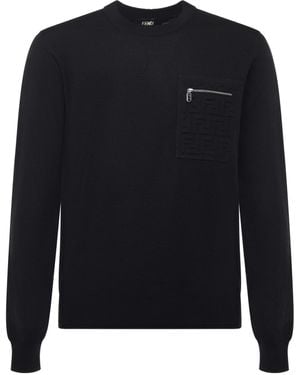 Fendi Jumpers Virgin Wool - Blue