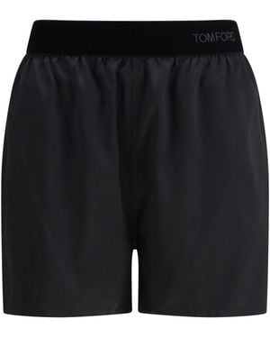 Tom Ford Stretch Silk Satin Pj Shorts - Black