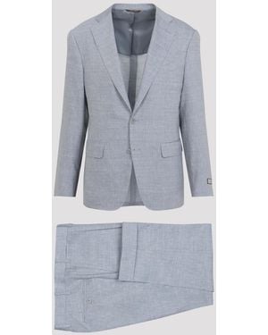 Canali Linen And Wool Suit - Blue