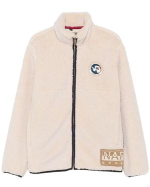 Napapijri High Neck Zip-Up Sweatshirt Polyester Lightweight Jackets - Natural