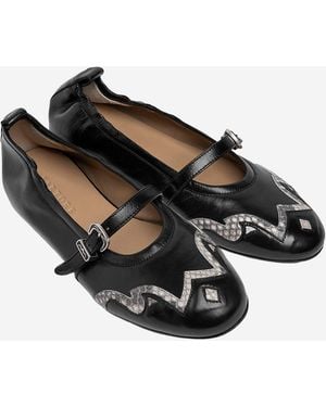 Sartore Ballerina Flats Leather And Python - Black