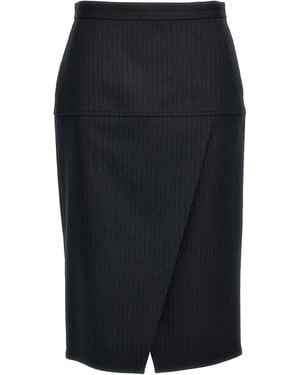 Fendi Pinstriped Wool Skirt - Black