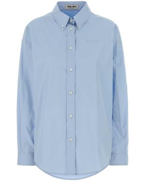 Miu Miu Light- Poplin Shirt - Blue