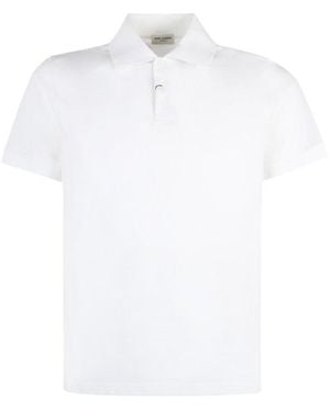 Saint Laurent Buttoned Short-Sleeved Polo Shirt - White