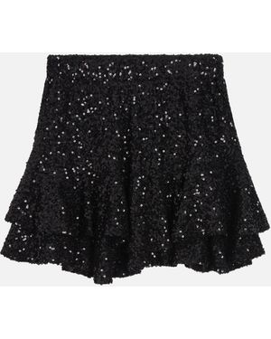 MC2 Saint Barth Eivissa Jr Sequin Ruffle Mini Skirt - Black