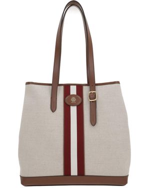 Bally Logo Patch Striped Top Handle Bag - Multicolor