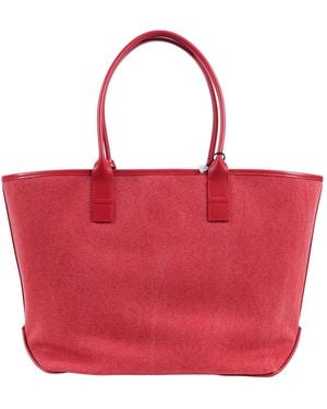 Hogan Address Shopping Medium Bag Cotton Calfskin Lining Handbag - Red