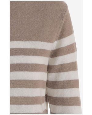 Bruno Manetti Cashmere Jumper With Striped Pattern - Natural